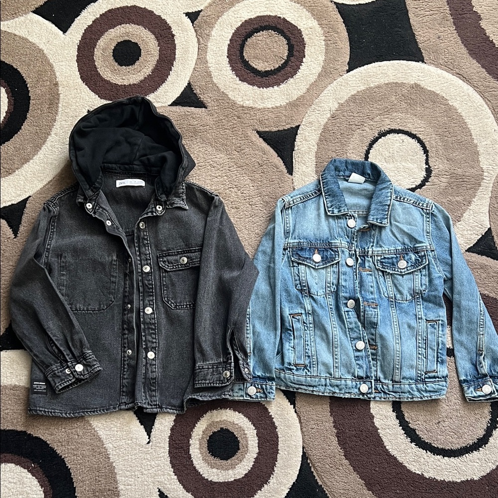 Boys Zara Charcoal Denim/Blue Denim Jackets Size 7